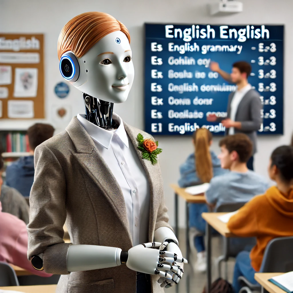 Robot teacher asking what's happening now